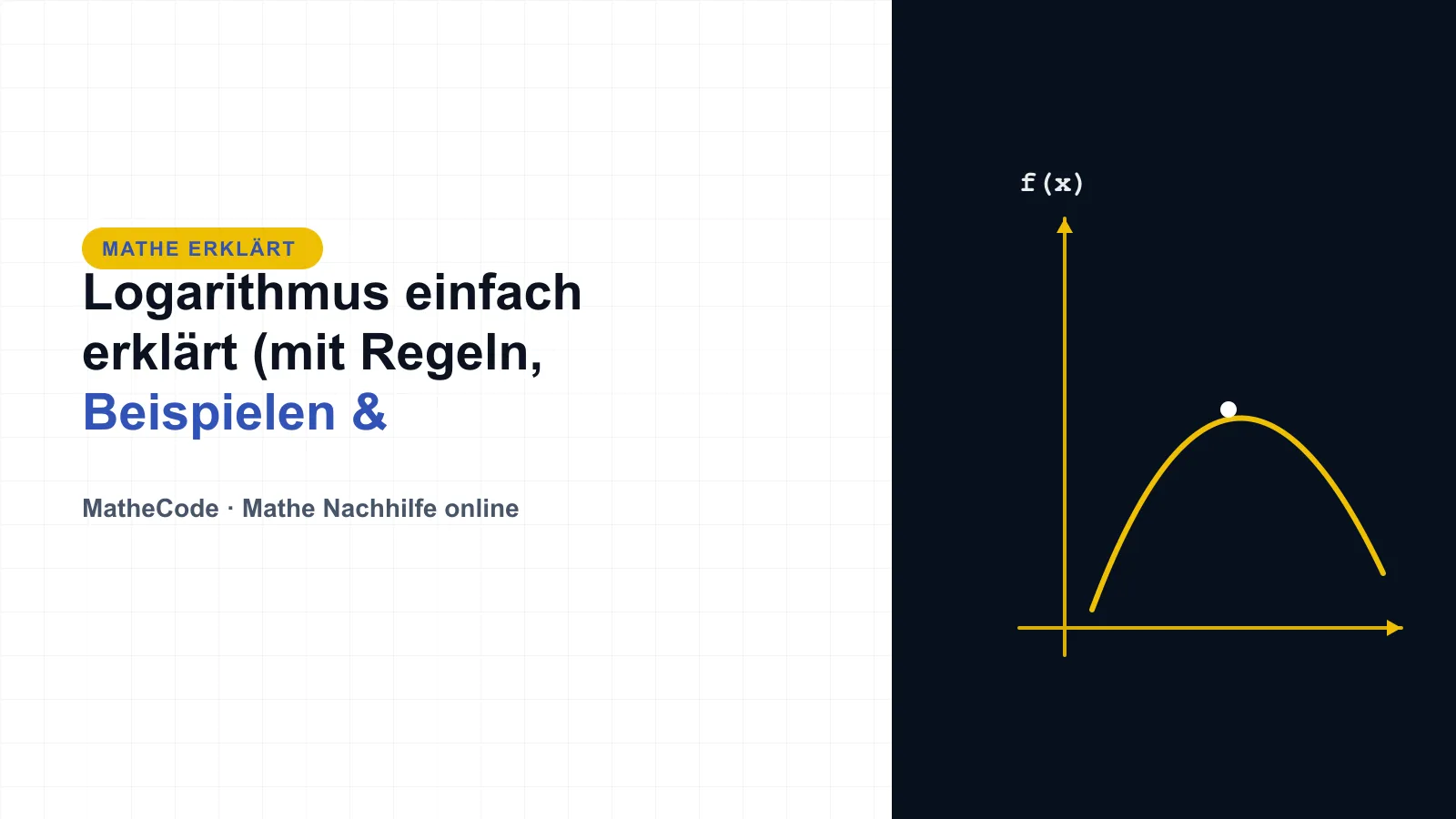 MatheCode-Titelbild zum Thema Logarithmus mit der Schreibweise log und der Umkehrung der Potenz